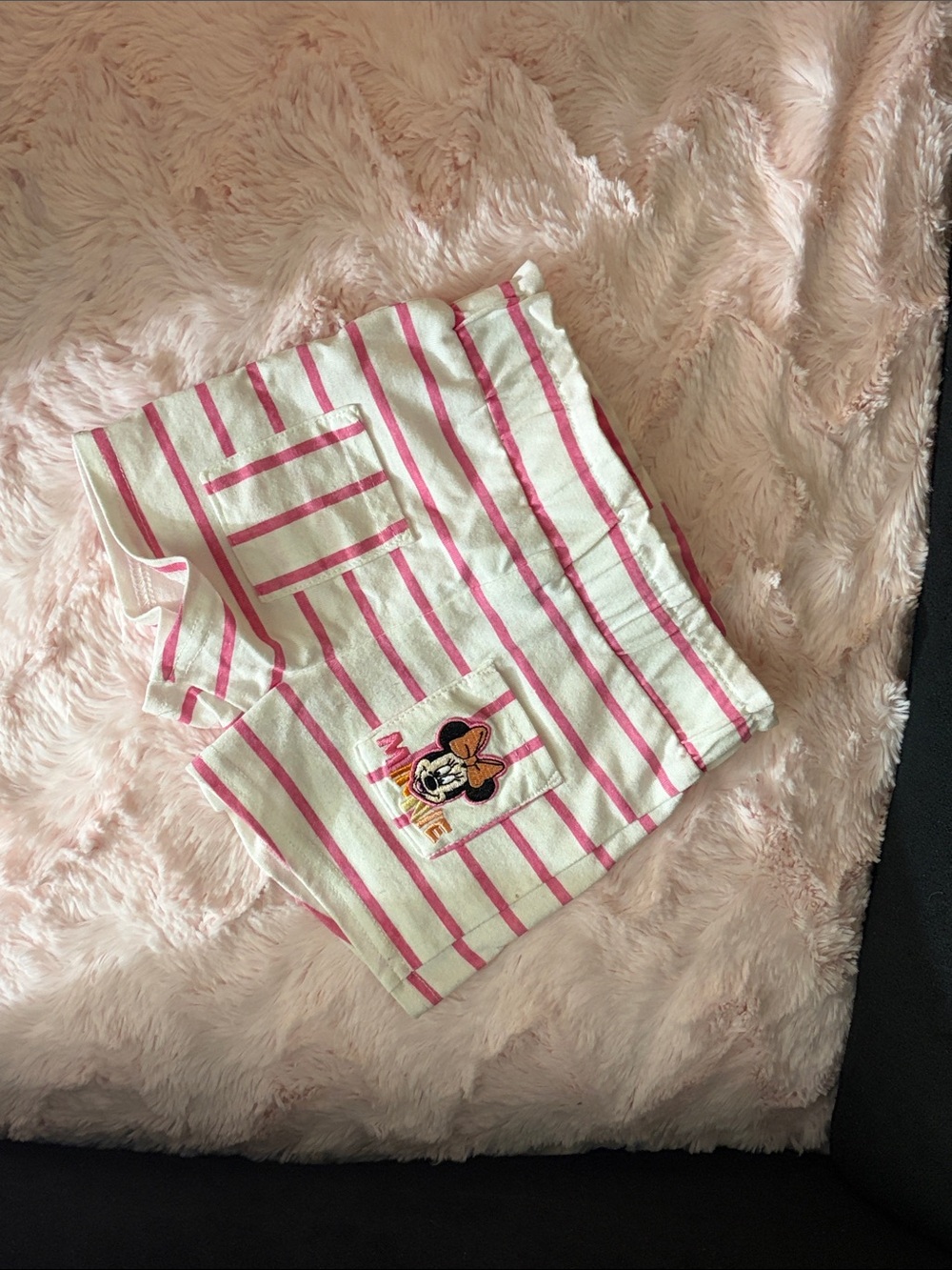 Pink & White Striped Kids Apron with Character Patch